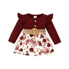 Sukienki dla dziewcząt MA BABE 3M3Y Urodzony niemowlę małe dziecko sukienka Baby Girl Dress Fall Flowwork Patchwork Ruffled Long Hlee Belt D05 231211