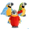 Fyllda plyschdjur söta pratande papegoja skiva upprepade gånger viftande vingar elektroniska fågelbarns gåva Q0727 Drop Delivery Toy OT4GV