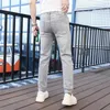 Jeans masculinos designer jeans lyocell gelo fino denim para verão masculino magro ajuste leggings, cinza claro elástico rwid