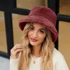Chapéus de borda larga Chapéu de pescador de cor sólida para mulheres outono e inverno faux h quente casual