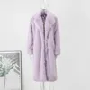 Wełniane mieszanki damskiej Faux Fur Płaszcz Kobiety zagęszczanie luksusowego długiego pełnego rękawu szerokie klapy kobiety płaszcze 2023 zima moda solidna ciepłe lady 231211