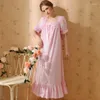 Vêtements de nuit pour femmes Sexy Princesse Vêtements de nuit Robe de chambre Chemises de nuit Femmes Manches courtes Lâche Longue Robe Pur Coton Vintage Robe de nuit