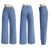 Women's Jeans Baggy Fashion Pants Blue Woman Clothing High Waist Thin Legs Look For Women