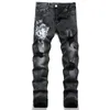 Men's Designer Jeans Men's Jeans European Jeans Men's Pants Pants Motorcycle embroidery ripped for trend Cotton Fashion jeans Men's overalls Purple jeans