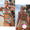 Women Rainbow Fishnet Bodysuit Sexy Mesh Hollow See Through Bodycon Lingerie Costume Erotic Perspective Jumpsuits Clothing sexy