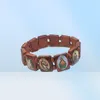 Perle en bois Marie Jésus Saints Bracelet Saint Cadeau Bracelets Rosaire Bijoux Catholic Religious Elastic Christian 468 Z24471005