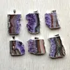 Anhänger Halsketten Natürliche Amethysten Stein Mode Scheibe Druzys Unregelmäßige Rechteck Anhänger Für Schmuck Machen Großhandel 6 teile/los