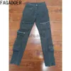 Kvinnors jeans fagadoer svart vintage mode mager denim pants kvinnor hög midje knapp zip fickbyxor avslappnad kvinnlig elastisk jean bottnar j231211