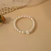 Beaded Ashiqi Natural Freshwater Pearl Shell Flower Armband 925 Sterling Silver Fashion Jewelry for Girl 231208