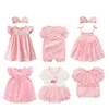 Rompers Born Baby Girl Clothes Dresses Summer Pink Princess Little Girls Clothing Sets For Birthday Party 0 3 Months Robe Bebe Fille Ot5Uc