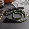 Pendant Necklaces 8mm Natural African Turquoise Labradorite Lucky Jade Beaded Necklace Jewelry Set 108 Mala Meditation Prayer Rosa247V