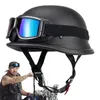 Motosiklet kaskları unisex retro yarım yüz kask pilot şapka ve gözlük kostüm aksesuarları erkekler için ayarlanabilir kayış kapağı