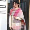Scarves Women Scarf Brand Cashmere Winter Scarf Designer Blanket Women Type Color Chequered Tassel Imitated