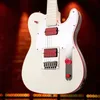 Klasyczny Red Kill Switch Arcade John 5 Ghosts White Electric Guitar Dual Red Body Binding Red Red Pickups Mirror Pickguard