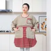 Fashion Women Kitchen Apron Long Sleeve Apron Cooking Baking Restaurant Workwear Waterproof Household Cleaning Tools BBQ Bibs