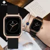 Relojes de pulsera Wwoor Top Women Fashion Black Watch Silicone Ladies Square Reloj de cuarzo Elegante Relojes de pulsera 2657