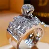 Vecalon Boho Femme Diamant Bague De Mariage Ensemble De Mode 925 Argent Grosse Pierre Bague Promesse De Mariée Bagues De Fiançailles Pour Femmes232b