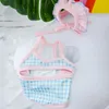 Abbigliamento per cani Costume da bagno estivo per animali domestici Vestito per trasformazione di gatti con cuffia da nuoto Gilet bikini con reggicalze in un unico pezzo