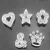 Ensemble de 100 pièces par lot de 10mm, mélange de styles, cœur, étoile, couronne, fleur, strass complets, breloques coulissantes, adaptées au bracelet en cuir de 10MM, DIY, 274T