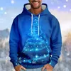 Herenhoodies Sweatshirt Heren herfst en winter Casual Trend Kerstprint Pullover Hoodie Grote Fuzzy Slipper