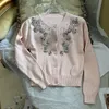 Bezpłatna wysyłka różowe koraliki drukuj damską markę kardigan w tym samym stylu swetry damskie DH307