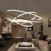 60CM 80CM 100CM Modern Pendant Lights For Living Room Dining Room Circle Rings Acrylic Aluminum Body LED Ceiling Lamp Fixtures232O
