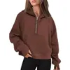 Align Designer-Sweatshirt, Yoga-Kleidung, Tauch-Hoodie, schnell trocknende Hose, atmungsaktive Damen-Fitnessstudio-Fitness-Definitionskleidung, Trainingsanzug mit halbem Reißverschluss, Lulu