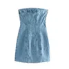Sukienki swobodne 2023 Summer Modny Metalowy zamek błyskawiczny na szyi z rurką na szyję top dżins