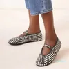 Chaussures ballerines chaussures habillées de créateur bout rond strass cuir boucle chaussures plates maille Mary Jane grande taille 43
