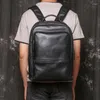 Backpack Genuine Leather Men School Bags For Teenager Boys Large Travel Backpacks Laptop Mochila Notebook