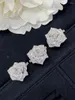 Anéis de cluster Luowend 18k ouro branco luxo real natural diamante brilhante rosa forma elegante jóias de casamento para mulheres festa de noivado