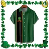 Męskie koszule męskie wiosna i lato St. Patricks Day Single Breamed Shirck Shirt Lapel Full Print Short Sleeve Graphic T