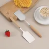 Stainless Steel Square Head Steak Cooking Spatula Wood Handle Pizza Shovel Pancake Beef Turner Scraper BBQ Tools Cooking Utensils Q824