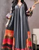 Plus storlek klänningar vintage tryckt dres andas löst Mellanöstern Robe Casual Long Sleeve Abaya Muslim Abayas for Women 231208