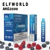 Original ELFWORLD MG 2500 Puffs Dispositivos descartáveis e-cigarros Vape com 7ml Pré-preenchido 850mAh Bobina de malha de bateria 10 sabores disponíveis VS Vapme Brisk 2500 Zooy 2800