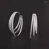 Boucles d'oreilles cerceau Funmode à la mode 3 rangées cercle Zircon pour les femmes accessoires de robe de mariée boucle d'oreille ronde en gros FE366