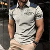 Polos masculinos zip polo camisa vintage moto 3d imprime roupas de verão manga curta topos masculino blusa respirável pulôver