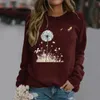 Women's Hoodies Distressed Pullover Casual Round Neck Raglan Long Sleeved Retro Dandelion Printed Sweatshirt Zip Womens Sweater