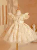 Girl s Dresses Christmas Baby Beading Baptism Dress for Girls Gown Toddler Kids Wedding 1st Birthday Party Princess Tutu Evening 231211