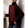 Pulls pour femmes Vêtements d'hiver Femmes Mode coréenne à col roulé Pull lâche à manches longues Top Knit épais Pull de Noël N142