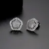 Stud FXLRY New creative fashion white /gold color inlay zircon ladies Geometric flower earrings jewelry YQ231211