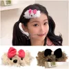 Andra modetillbehör Cartoon Cute Plush Animal Hair Clips for Girl Fashion Pink Brown Bow Hairpins Barrettes Sweet Dog Bb Clip Dr Dhrpg