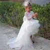 Flickaklänningar första nattvardsgång barn överraskande födelsedag närvarande vit bröllopsklänning spets blomma prinsess boll skönhet tävling