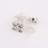 Stud Earrings Clover Petals Flower With Crystal Earring For Women Authentic S925 Sterling Silver Jewelry Lady Girl Birthday Gift