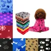 Chenils Couverture pour animaux de compagnie Petite serviette d'impression de patte Chat Chiens Polaire Doux Chaud Belles Couvertures Lits Coussin Tapis Chien Couverture 32 Couleurs FMT2082