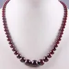 Natürliche Granat-Halskette mit abgestuften runden Perlen, 43,2 cm, Schmuck für Geschenk, F190, Ketten 265G