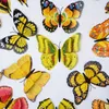 Wall Stickers Double Butterfly Wings Decoration 2023 Animals PVC 3D Label 4 Pieces Green Pink Yellow Blue 15CM / 5.9inch