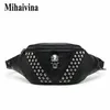 Mihaivina Punk Rivet Skull Men Waist Bag Women Black Fanny Pack Leather Chest s Female Shoulder Messenger Bum s 2202162400