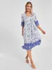 Robe de travail à manches courtes pour femmes, style Boho, décontracté, col en V, motif Floral, ligne a, pour plage, Cocktail, été, Streetwear