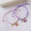 Charm Bracelets Adjustable Flower Pendant Bracelet Handmade Braided Rope Jewelry Friendship For Girls Women